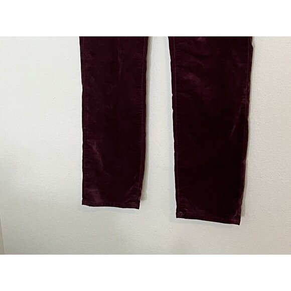 Adriano Goldschmeid The Isabelle High Rise Straight Crop Burgundy Velvet Size 25 - Picture 4 of 13